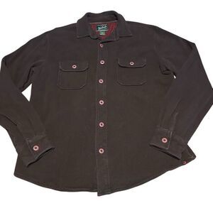 Woolrich Mens Heavy Cotton Button Up Shirt Brown Chest Pockets Long Sleeves Sz L